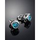 Round Light Blue Crystal Studs In Sterling Silver The Aurora, image , picture 2