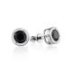 Round Silver Studs With Black Crystals The Aurora, image 