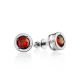 Round Sterling Silver Studs With Red Crystals The Aurora, image 