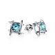 Silver Studs With Light Blue Crystals The Aurora, image 