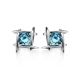 Silver Studs With Light Blue Crystals The Aurora, image , picture 3