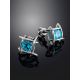 Silver Studs With Light Blue Crystals The Aurora, image , picture 2