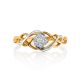 Golden Ring With Floral Diamond Centerpiece, Ring Size: 8.5 / 18.5, image , picture 3