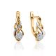 Curvy Golden Latch Back Earrings With Diamonds, image 