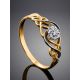 Golden Ring With Floral Diamond Centerpiece, Ring Size: 8.5 / 18.5, image , picture 2