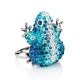 Crystal Encrusted Frog Ring The Jungle, Ring Size: 8.5 / 18.5, image 