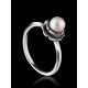 Cute Silver Ring With Mauve Colored Cultured Pearl The Serene, Ring Size: 12 / 21.5, image , picture 2