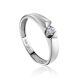 White Gold Ring With Solitaire Diamond, Ring Size: 6.5 / 17, image 