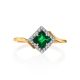 Emerald Golden Ring With Diamonds The Oasis, Ring Size: 6.5 / 17, image , picture 3