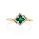 Emerald Golden Ring With Diamonds The Oasis, Ring Size: 6.5 / 17, image , picture 4