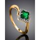 Emerald Golden Ring With Diamonds The Oasis, Ring Size: 6.5 / 17, image , picture 2