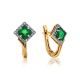 Emerald Golden Earrings With Diamonds The Oasis, image 