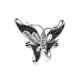 Silver Butterfly Ring With Black And White Crystals The Jungle, Ring Size: 9.5 / 19.5, image , picture 4