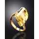 Golden Cocktail Ring With Faceted Citrine, Ring Size: 8 / 18, image , picture 2