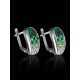 Sterling Silver Earrings With Green Crystals The Eclat, image , picture 2