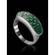 Silver Band Ring With Green Crystals The Eclat, Ring Size: 12 / 21.5, image , picture 2