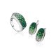 Silver Band Ring With Green Crystals The Eclat, Ring Size: 12 / 21.5, image , picture 5