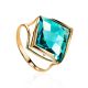 Golden Cocktail Ring With Blue Aquamarine, Ring Size: 8 / 18, image 