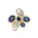 Golden Floral Ring With Sapphires And Diamonds The Mermaid, Ring Size: 8.5 / 18.5, image , picture 3