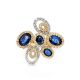 Golden Floral Ring With Sapphires And Diamonds The Mermaid, Ring Size: 6.5 / 17, image , picture 3