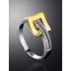 White Gold Ring With Double Diamond Rows, Ring Size: 7 / 17.5, image , picture 2
