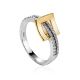 White Gold Ring With Double Diamond Rows, Ring Size: 7 / 17.5, image 