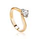Golden Ring With Solitaire Diamond, Ring Size: 8 / 18, image 