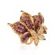 Bold Gold-Plated Cocktail Ring With Pink Crystals The Jungle, Ring Size: 6.5 / 17, image 