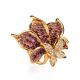Bold Gold-Plated Cocktail Ring With Pink Crystals The Jungle, Ring Size: 9 / 19, image 