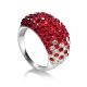 Sterling Silver Ring With Voluptuous Red And White Crystals The Eclat, Ring Size: 6 / 16.5, image 