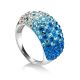 Glam Style Silver Ring With Two Toned Crystals The Eclat, Ring Size: 7 / 17.5, image 