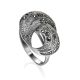 Silver Cocktail Ring With Marcasites The Lace, Ring Size: 8 / 18, image 
