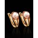Gold-Plated Earrings With Creamrose Cultured Pearl The Serene, image , picture 2