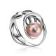 Ornate Silver Ring With Creamrose Cultured Pearl The Serene, Ring Size: 8 / 18, image , picture 2