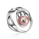 Ornate Silver Ring With Creamrose Cultured Pearl The Serene, Ring Size: 6 / 16.5, image , picture 2