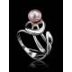 Ornate Silver Ring With Creamrose Cultured Pearl The Serene, Ring Size: 8 / 18, image , picture 3
