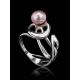 Ornate Silver Ring With Creamrose Cultured Pearl The Serene, Ring Size: 6 / 16.5, image , picture 3