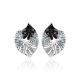 Silver Leaf Shaped Earrings With Black And White Crystals The Jungle, image , picture 3