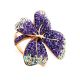 Gold-Plated Floral Ring With Lilac Crystals The Jungle, Ring Size: 8 / 18, image 