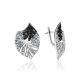 Silver Leaf Shaped Earrings With Black And White Crystals The Jungle, image 