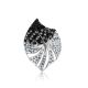 Silver Leaf Shaped Ring With Black And White Crystals The Jungle, Ring Size: 11.5 / 21, image , picture 3