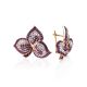 Gold Plated Floral Earrings With Purple And White Crystals The Jungle, image 