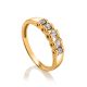 Golden Ring With White Diamond Row, Ring Size: 8 / 18, image 
