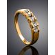 Golden Ring With White Diamond Row, Ring Size: 8 / 18, image , picture 2