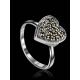 Silver Heart Shape Ring with Marcasites The Lace, Ring Size: 8 / 18, image , picture 2