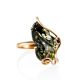 Golden Cocktail Ring With Green Amber The Rialto, Ring Size: Adjustable, image 