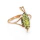 Стильное кольцо из золота 585 пробы с натуральным янтарём «Ирис» 17, Ring Size: 6.5 / 17, image 