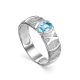 Silver Ring With Synthetic Topaz And White Crystals, Ring Size: 7 / 17.5, image 