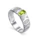 Silver Ring With Bright Chrysolite And White Crystals, Ring Size: 8 / 18, image 