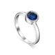 Sterling Silver Ring With Synthetic Sapphire Centerstone, Ring Size: 8 / 18, image 
